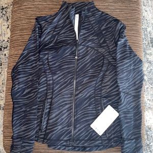 Lulu lemon womens define jacket.  Black and grey tiger stripe